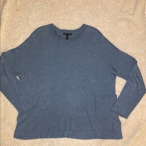 Eileen Fisher Wool Blend Crew Neck Blue Large Sweater